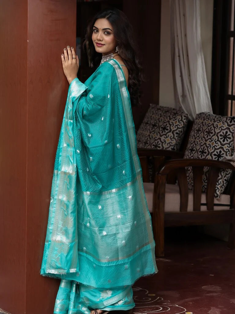 Rocket sarees for women | white | ready to wear | stitched blouse