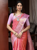 Gadwal pattu saree for women | pink | zari border | wedding sarees