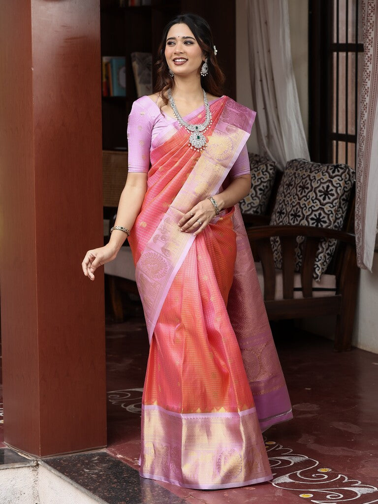 Gadwal pattu saree for women | pink | zari border | wedding sarees