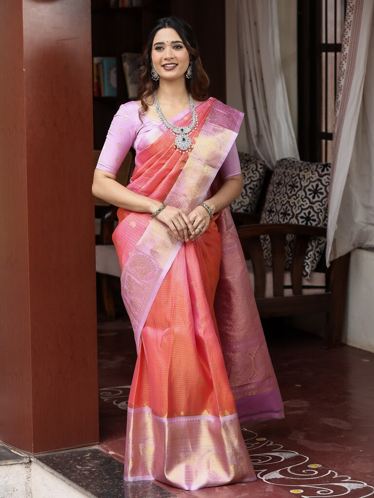 Gadwal pattu saree for women | pink | zari border | wedding sarees