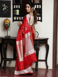 Banaras pattu saree for women | red | zari border | party wear