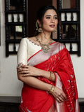 Banaras pattu saree for women | red | zari border | party wear