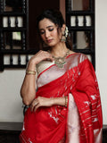 Banaras pattu saree for women | red | zari border | party wear