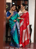 Banaras pattu saree for women | red | zari border | party wear