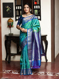 Gadwal pattu saree for women | peacock blue | kanchi border | party wear