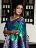 Gadwal pattu saree for women | peacock blue | kanchi border | party wear