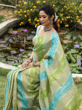 Dola tissue fancy saree for women | green and blue | allover zari weaves | party wear
