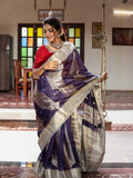 Green mango fancy saree for women | blue | zari border | party wear