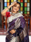 Green mango fancy saree for women | blue | zari border | party wear