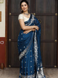Pure kota fancy saree for women | blue | zari border | party wear