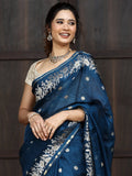 Pure kota fancy saree for women | blue | zari border | party wear