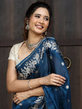 Pure kota fancy saree for women | blue | zari border | party wear