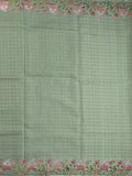 Tussar fancy saree allover checks with embroidery border and attached blouse