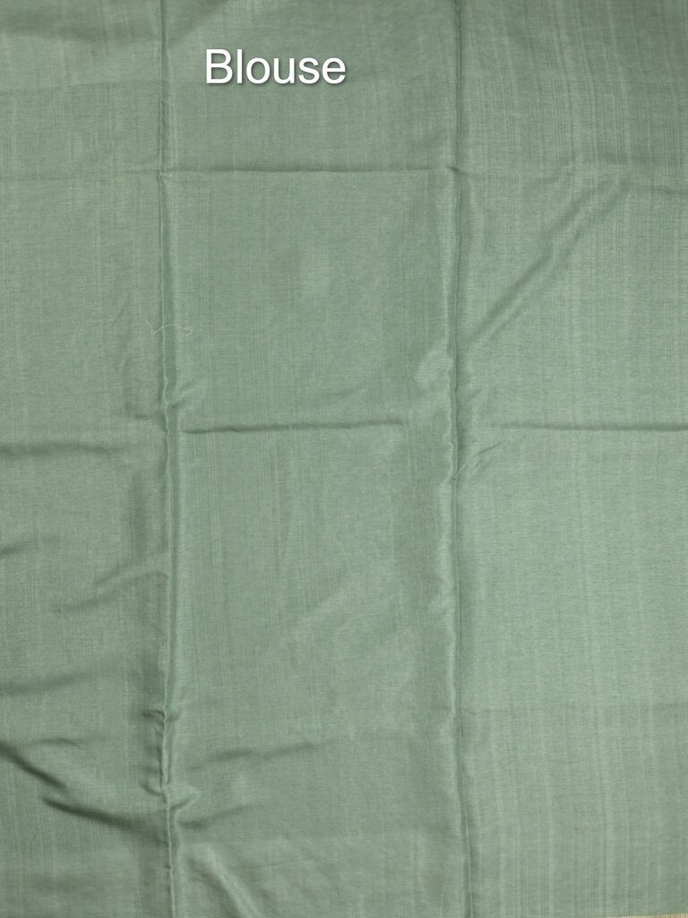 Tussar fancy saree allover checks with embroidery border and attached blouse