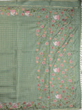 Tussar fancy saree allover checks with embroidery border and attached blouse