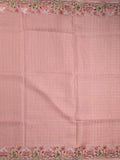 Tussar fancy saree allover checks with embroidery border and attached blouse
