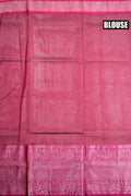Mangalgiri pattu saree pruple and pink with allover checks with silver zari motives, big zari border and plain blouse