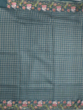 Tussar fancy saree allover checks with embroidery border and attached blouse
