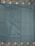Tussar fancy saree allover checks with embroidery border and attached blouse