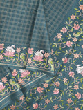 Tussar fancy saree allover checks with embroidery border and attached blouse
