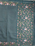 Tussar fancy saree allover checks with embroidery border and attached blouse