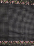 Tussar fancy saree allover checks with embroidery border and attached blouse