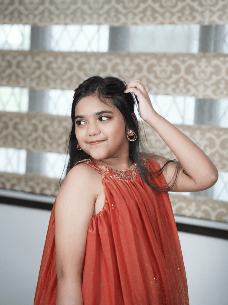 Orange color fendi dress