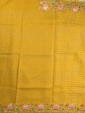 Tussar fancy saree allover checks with embroidery border and attached blouse