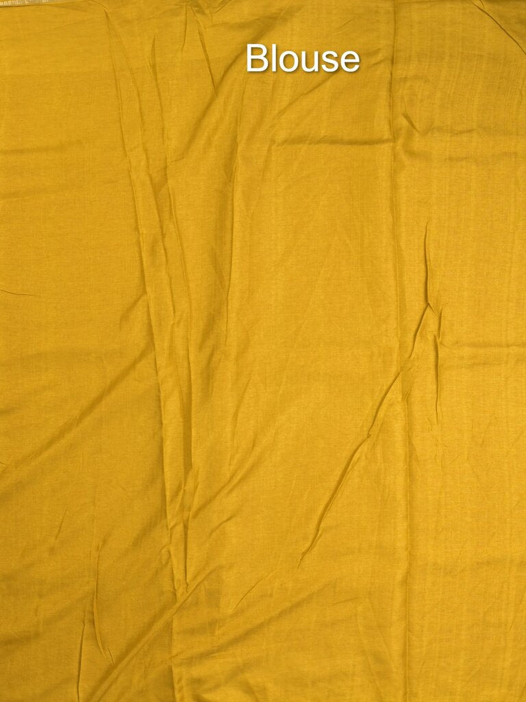 Tussar fancy saree allover checks with embroidery border and attached blouse