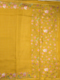 Tussar fancy saree allover checks with embroidery border and attached blouse