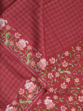 Tussar fancy saree allover checks with embroidery border and attached blouse