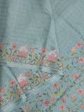 Tussar fancy saree allover checks with embroidery border and attached blouse
