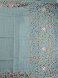 Tussar fancy saree allover checks with embroidery border and attached blouse