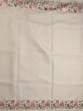 Tussar fancy saree allover checks with embroidery border and attached blouse