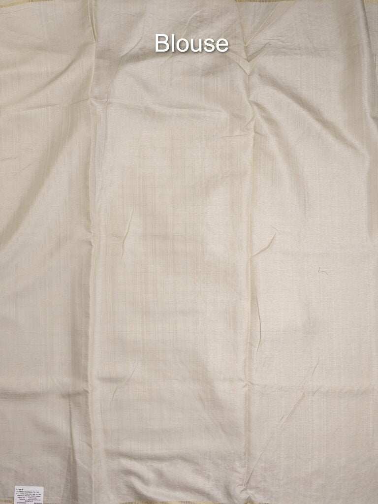 Tussar fancy saree allover checks with embroidery border and attached blouse