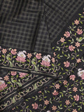Tussar fancy saree allover checks with embroidery border and attached blouse