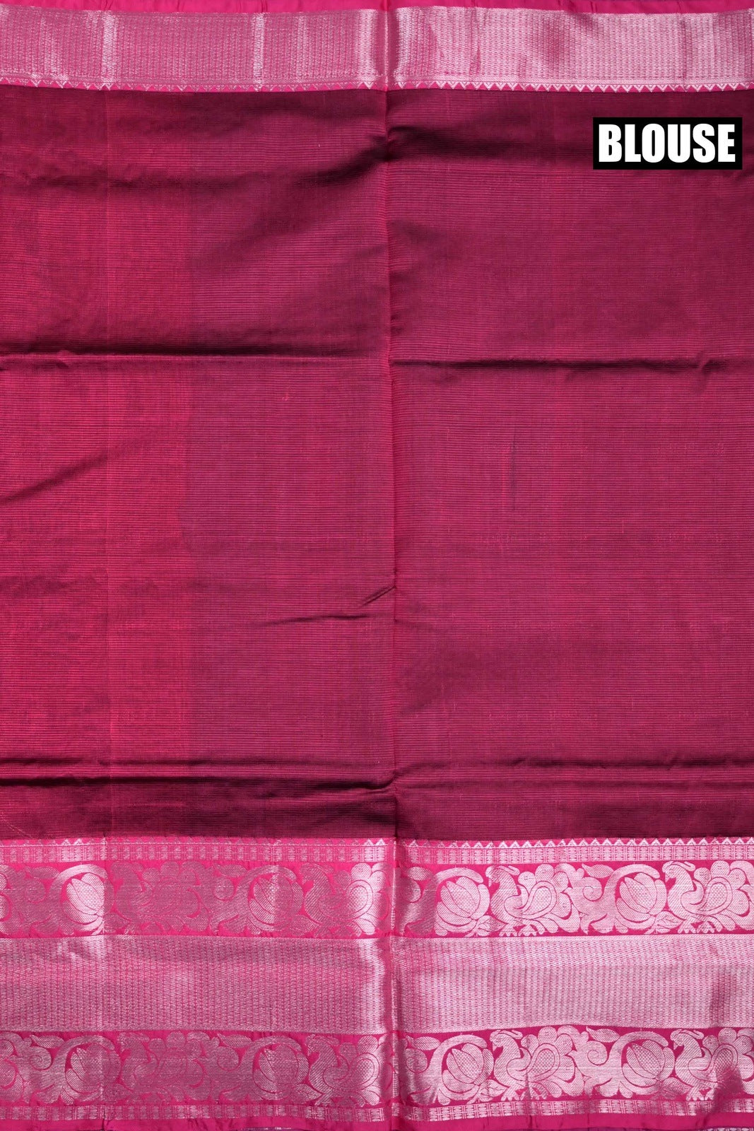 Mangalgiri pattu saree blue and pink color with silver zari motive weaves, big zari border and plain blouse