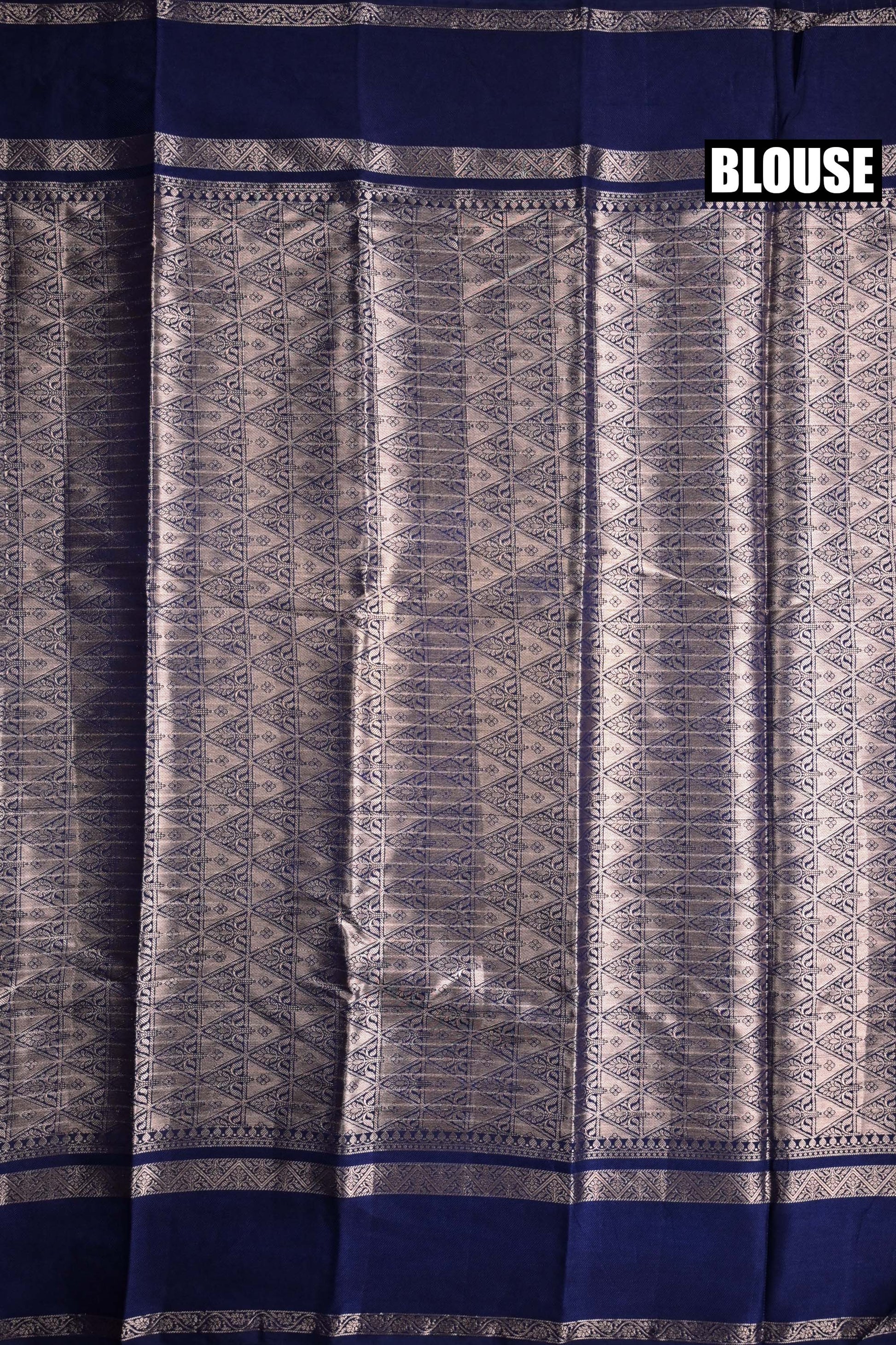Banaras silk saree light blue and navy blue with allover gold zari checks weaves, big zari gap border, and brocade blouse