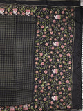 Tussar fancy saree allover checks with embroidery border and attached blouse