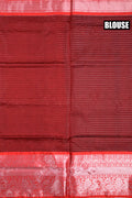 Mangalgiri pattu saree maroon and red color with allover silver zari checks weeving, big zari border and plain blouse