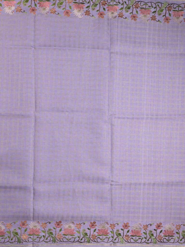 Tussar fancy saree allover checks with embroidery border and attached blouse