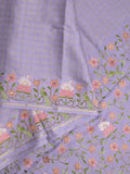 Tussar fancy saree allover checks with embroidery border and attached blouse