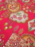 FABRIC ONLY Pink color crape fabric with allover embroidery - per meter