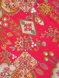 FABRIC ONLY Pink color crape fabric with allover embroidery - per meter