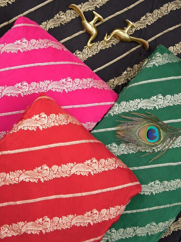 FABRIC ONLY Red color dola silk fabric - per meter