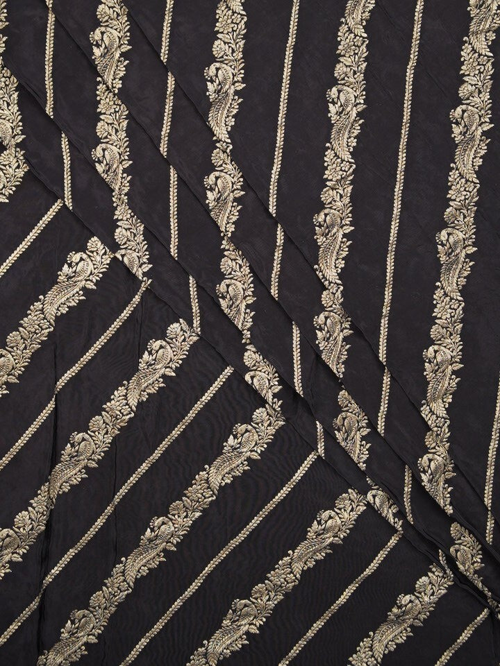 FABRIC ONLY Black color dola silk fabric - per meter