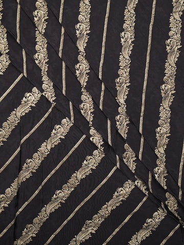 FABRIC ONLY Black color dola silk fabric - per meter