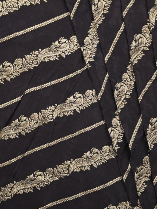 FABRIC ONLY Black color dola silk fabric - per meter