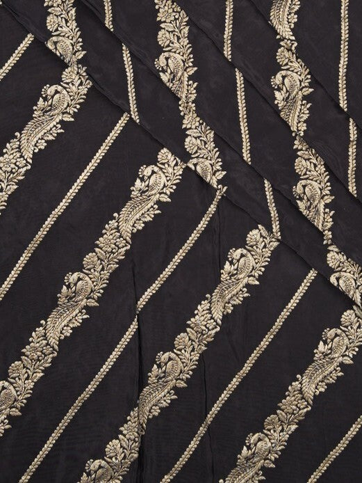 FABRIC ONLY Black color dola silk fabric - per meter
