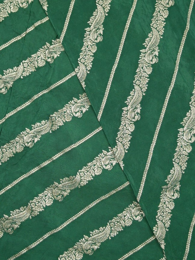 FABRIC ONLY Bottle green color dola silk fabric - per meter